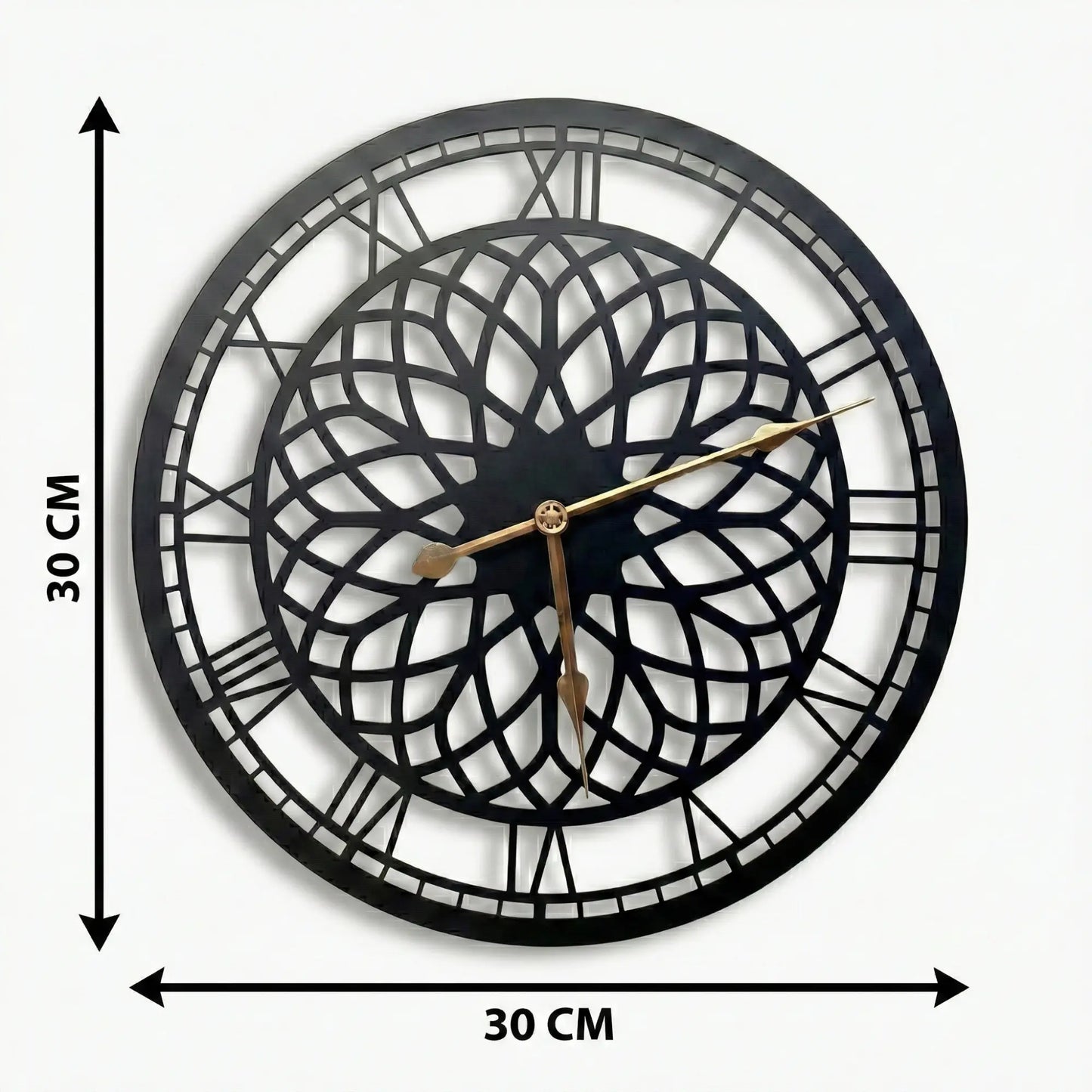 Modern Black Metal Wall Clock with Geometric Design