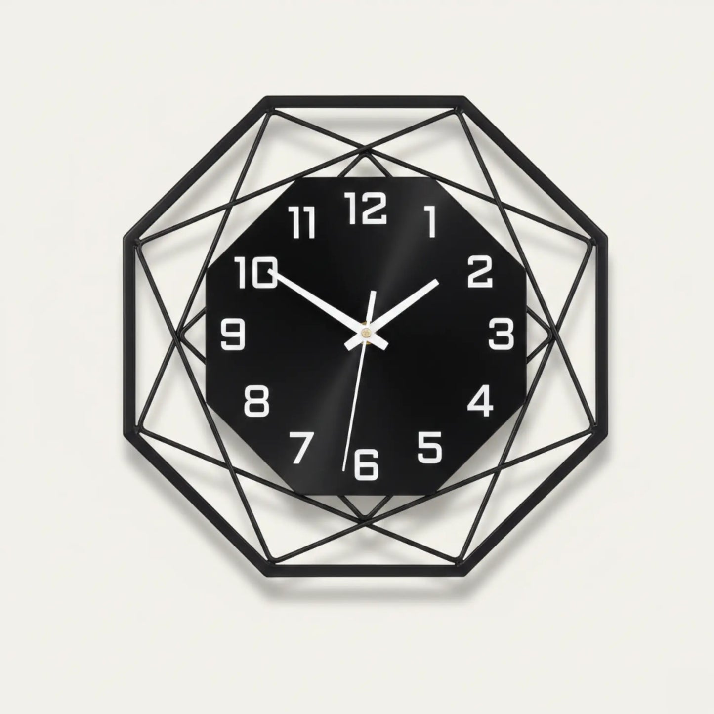 Modern Black Geometric Silent Metal Wall Clock