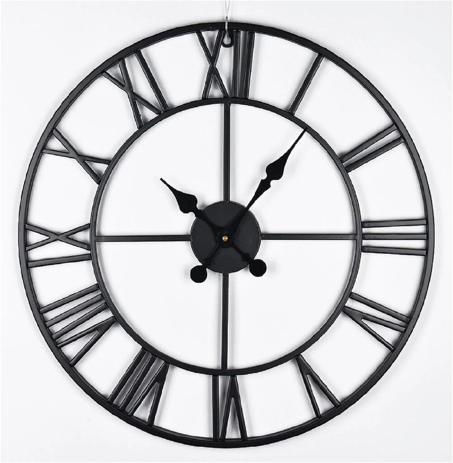 Classic Roman Numeral Skeleton Wall Clock - Vintage Iron Series