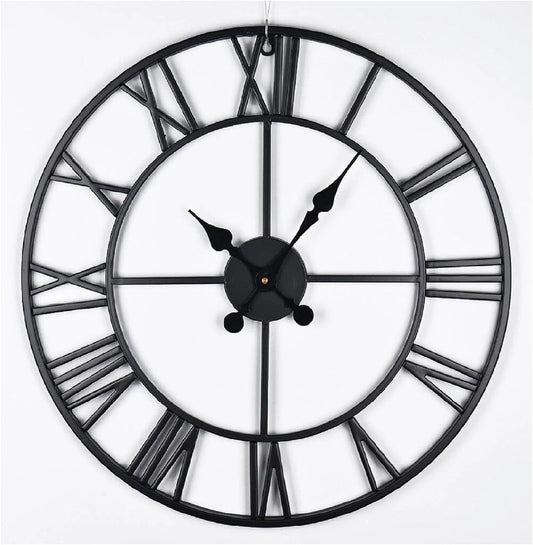Classic Roman Numeral Skeleton Wall Clock - Vintage Iron Series