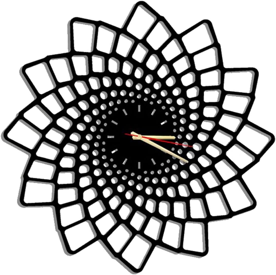 Modern Black Spiral Geometric Wall Clock - 35cm Optical Illusion Design