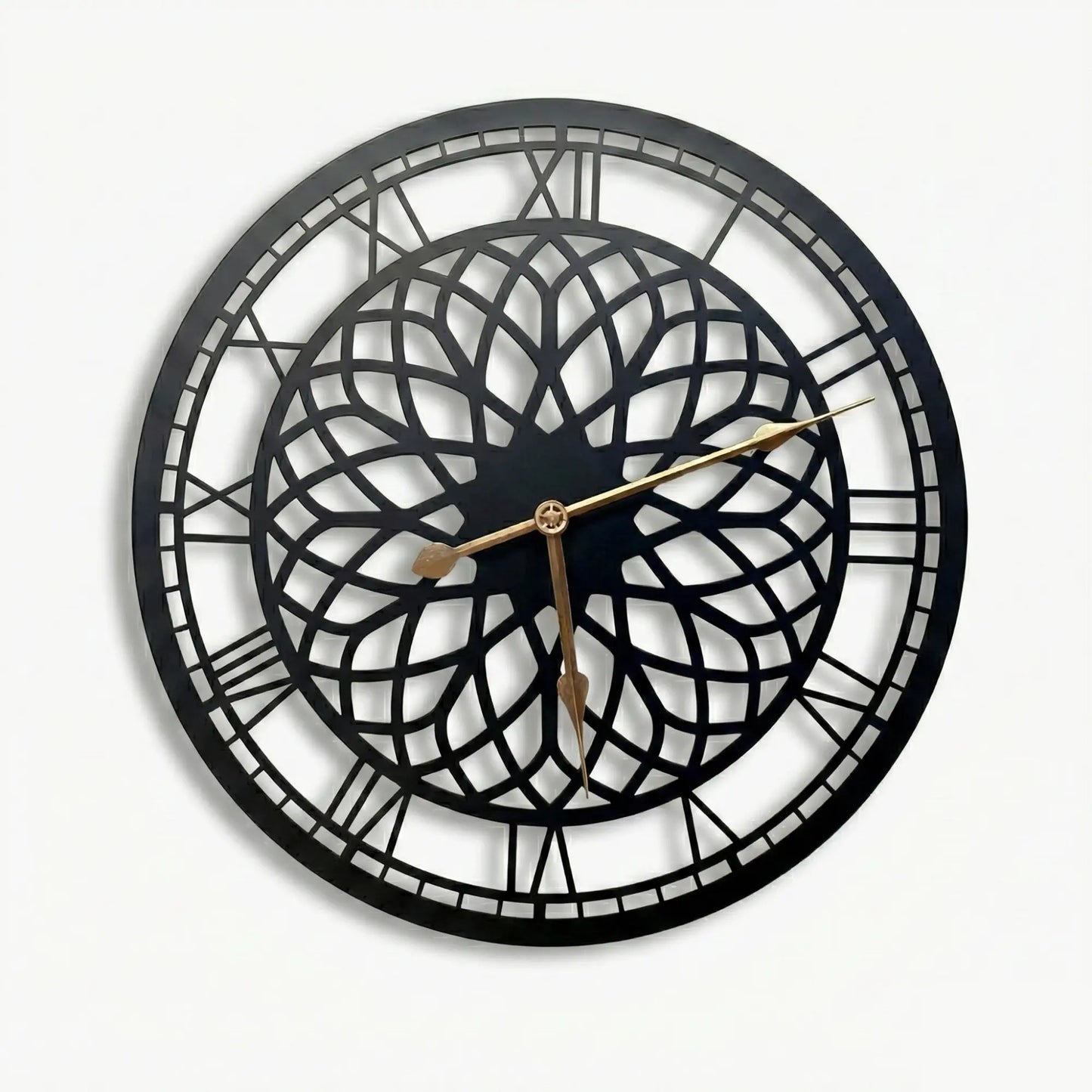 Modern Black Metal Wall Clock with Geometric Design