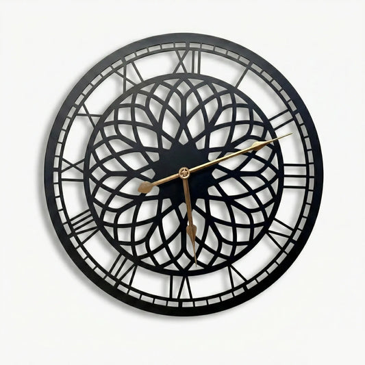 Modern Black Metal Wall Clock with Geometric Design