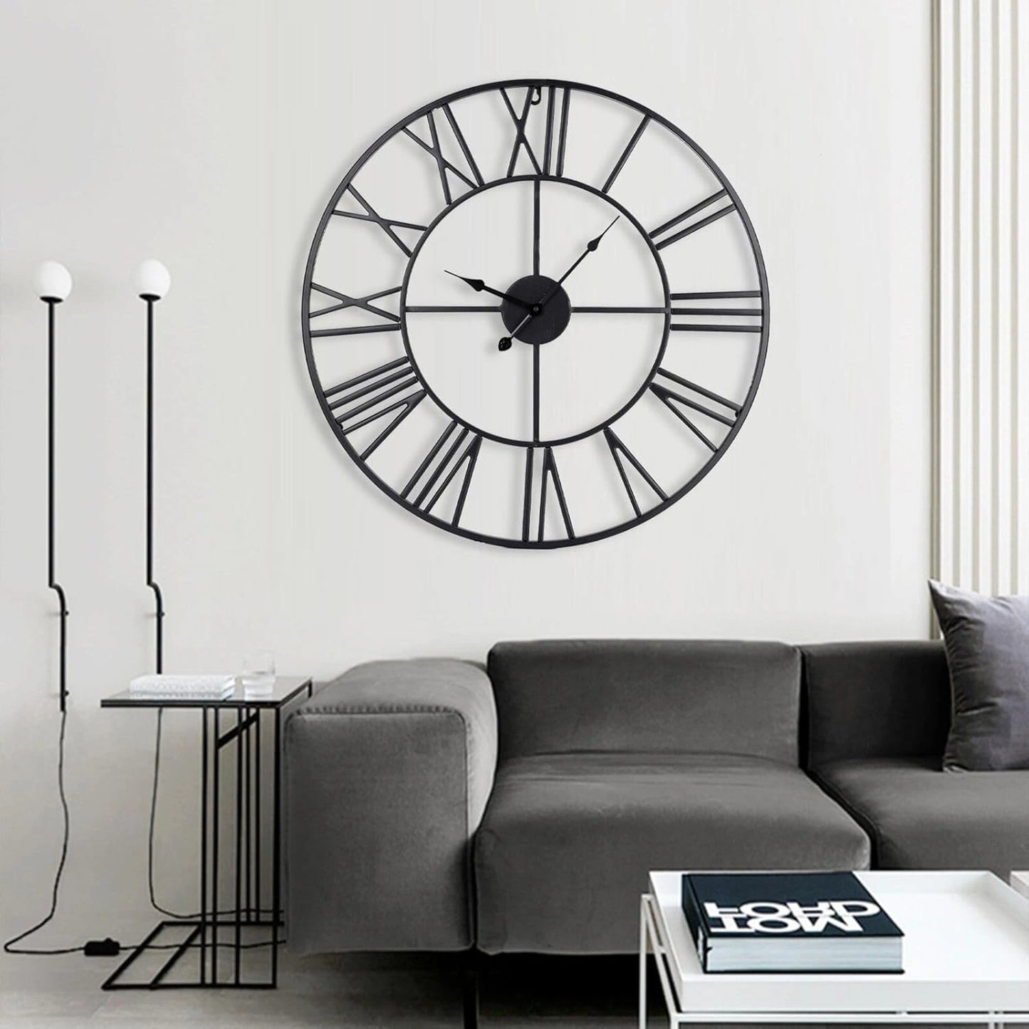 Classic Roman Numeral Skeleton Wall Clock - Vintage Iron Series