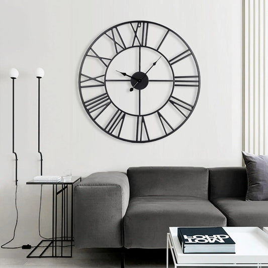 Classic Roman Numeral Skeleton Wall Clock - Vintage Iron Series