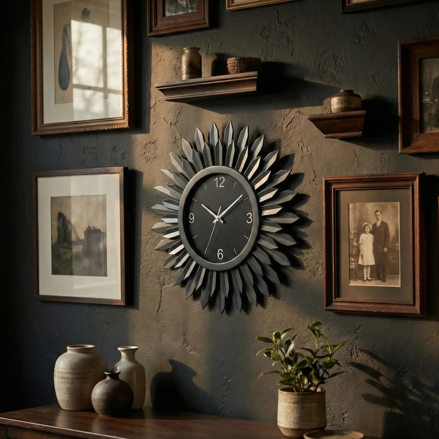 Emfogoo Silent Sunburst Wall Clock