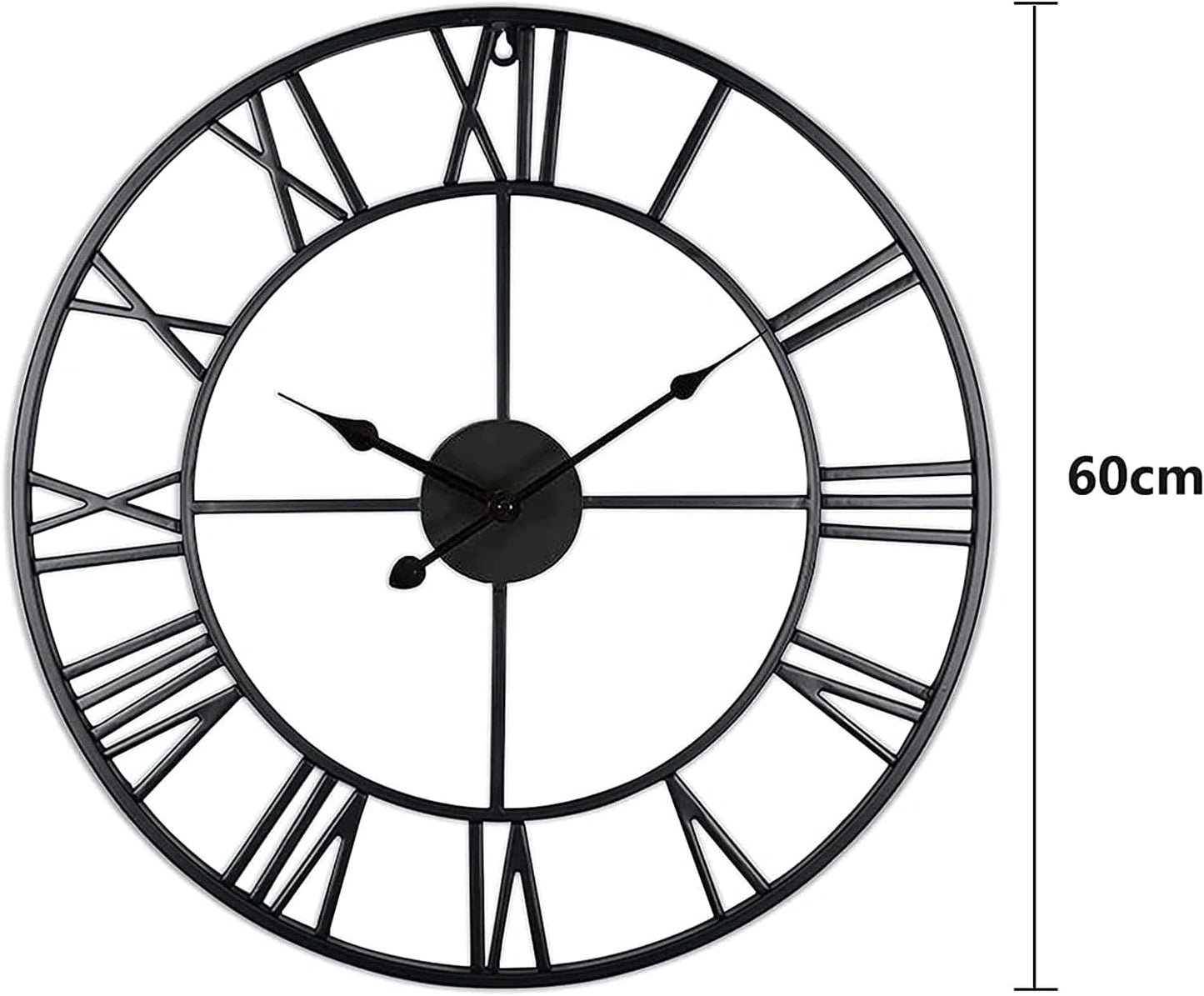 Classic Roman Numeral Skeleton Wall Clock - Vintage Iron Series