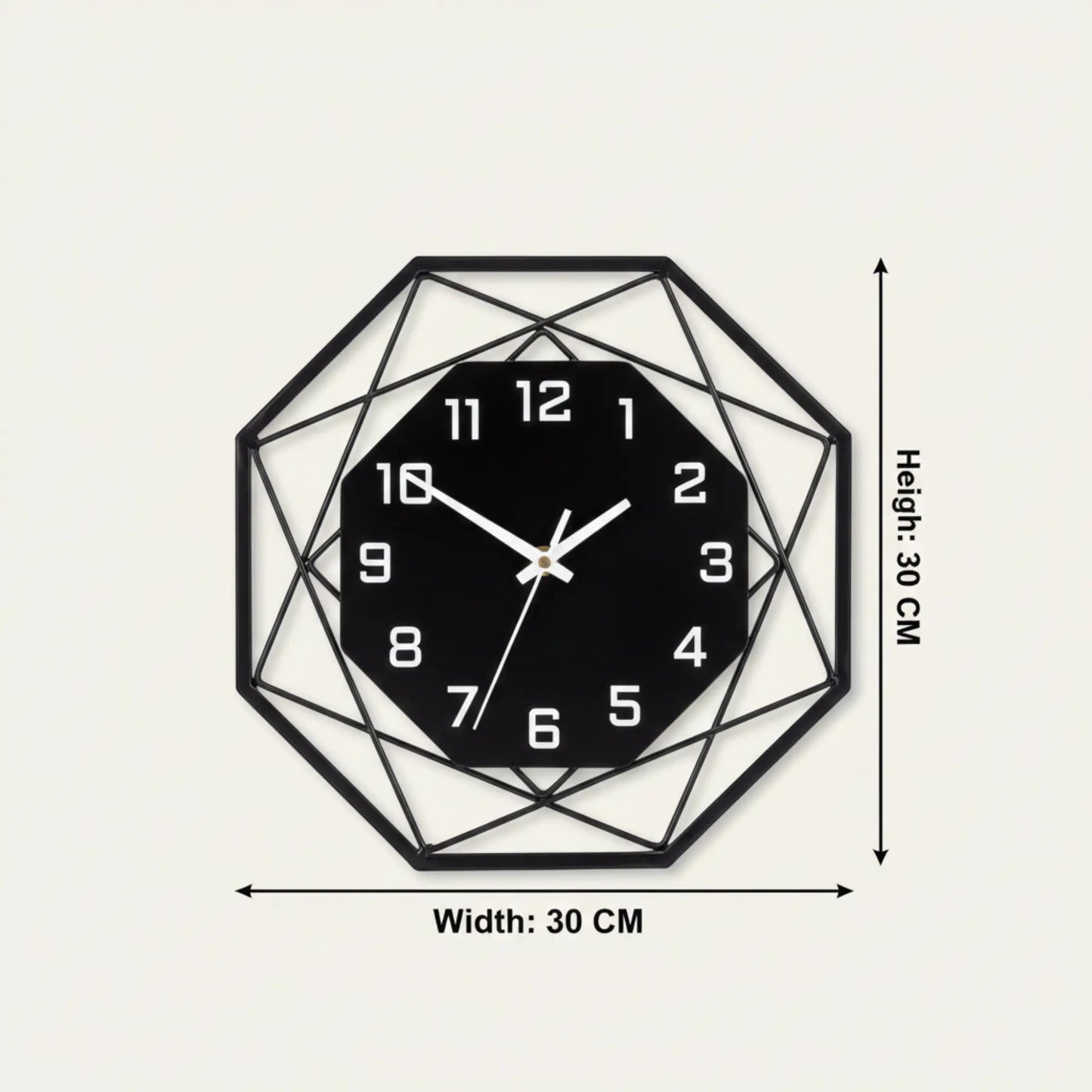 Modern Black Geometric Silent Metal Wall Clock