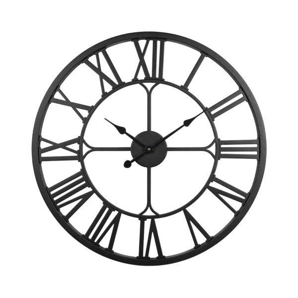 Clokary Round Metal Wall Clock with Roman Numerals